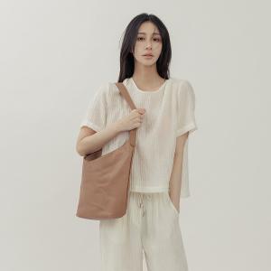 supportingrole 靈活搭配多分層簡潔真皮肩斜背包 奶茶