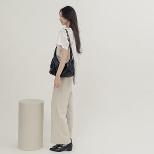 supportingrole  立體收摺簡約真皮手提斜肩背包 黑