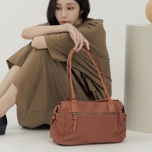 supportingrole   簡約線條多分層口袋真皮手提肩背包 咖啡