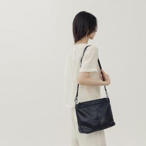 supportingrole 簡約設計子母包真皮手提肩側背托特包 黑