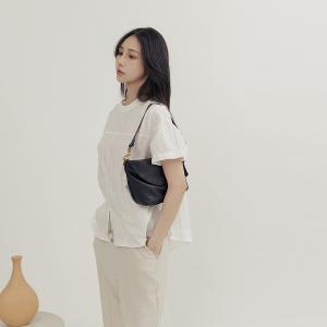 supportingrole 法式慵懶垂墜時髦真皮手提肩斜背3用包 黑