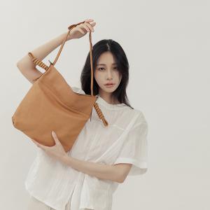 supportingrole 綁結設計廓型結構真皮手提肩斜背3用托特包 焦糖咖啡