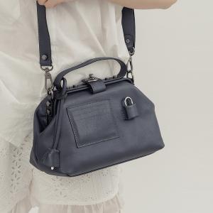 supportingrole 鉚釘鎖頭鑰匙真皮手提肩斜背3用醫生包 黑