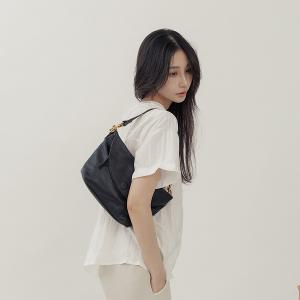 supportingrole 法式慵懶垂墜時髦真皮手提肩斜背3用包 黑