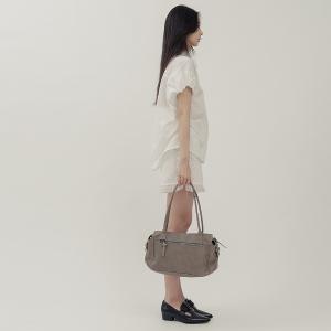 supportingrole 簡約線條多分層口袋真皮手提肩背包 灰