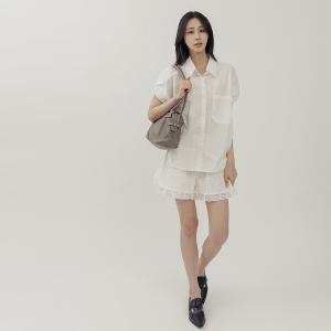 supportingrole 簡約線條多分層口袋真皮手提肩背包 灰