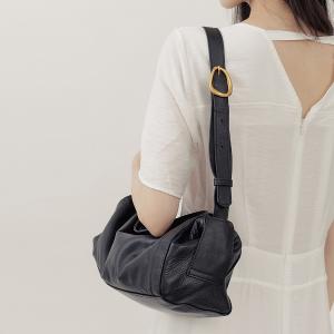 supportingrole 慵懶格調廓型結構真皮手提肩斜背包 黑