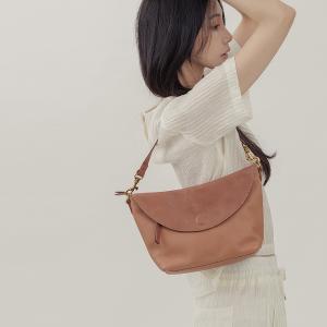 supportingrole 法式慵懶垂墜時髦真皮手提肩斜背3用包 焦糖