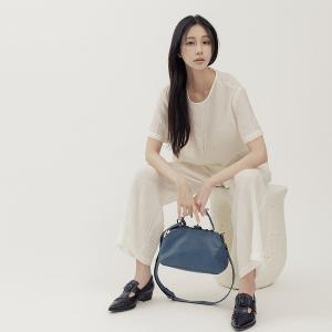 supportingrole 鉚釘鎖頭鑰匙真皮手提肩斜背3用醫生包 灰藍