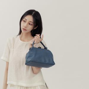 supportingrole 鉚釘鎖頭鑰匙真皮手提肩斜背3用醫生包 灰藍