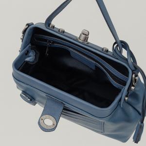 supportingrole 鉚釘鎖頭鑰匙真皮手提肩斜背3用醫生包 灰藍