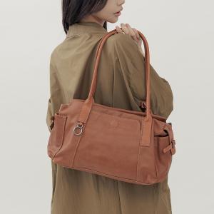 supportingrole   簡約線條多分層口袋真皮手提肩背包 咖啡