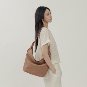 supportingrole 靈活搭配多分層簡潔真皮肩斜背包 奶茶