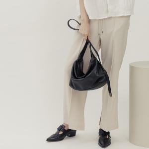 supportingrole  立體收摺簡約真皮手提斜肩背包 黑
