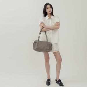 supportingrole 簡約線條多分層口袋真皮手提肩背包 灰