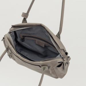 supportingrole 簡約線條多分層口袋真皮手提肩背包 灰
