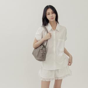 supportingrole 簡約線條多分層口袋真皮手提肩背包 灰