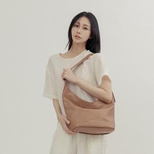supportingrole 靈活搭配多分層簡潔真皮肩斜背包 奶茶