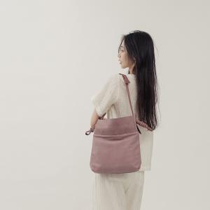 supportingrole 綁結設計廓型結構真皮手提肩斜背3用托特包 藕粉色