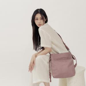 supportingrole 綁結設計廓型結構真皮手提肩斜背3用托特包 藕粉色