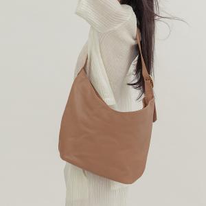 supportingrole 靈活搭配多分層簡潔真皮肩斜背包 奶茶