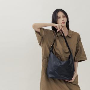 supportingrole   靈活搭配多分層簡潔真皮肩斜背包 黑