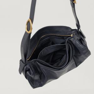 supportingrole 慵懶格調廓型結構真皮手提肩斜背包 黑