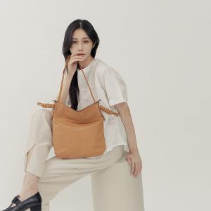 supportingrole 綁結設計廓型結構真皮手提肩斜背3用托特包 焦糖咖啡