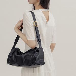 supportingrole 慵懶格調廓型結構真皮手提肩斜背包 黑