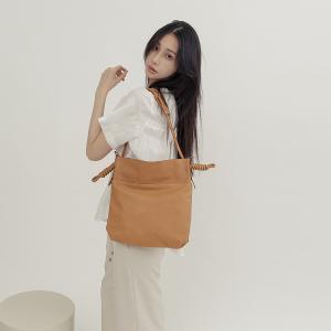 supportingrole 綁結設計廓型結構真皮手提肩斜背3用托特包 焦糖咖啡