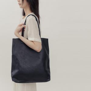 supportingrole 簡約設計子母包真皮手提肩側背托特包 黑