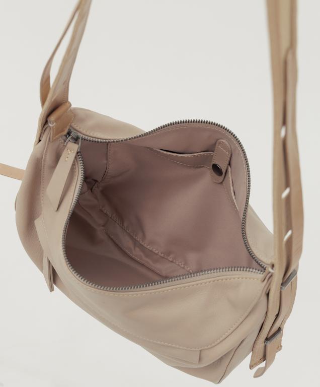 supportingrole 簡約時尚多功能真皮肩側背手提包 奶油卡其