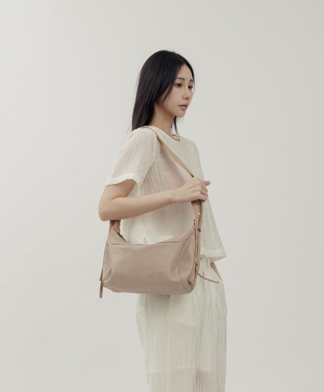 supportingrole 簡約時尚多功能真皮肩側背手提包 奶油卡其