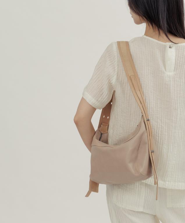 supportingrole 簡約時尚多功能真皮肩側背手提包 奶油卡其