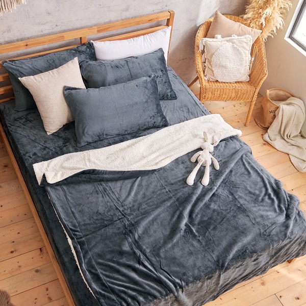 【DUYAN 竹漾】法蘭絨羊羔絨毯 / 沉穩灰