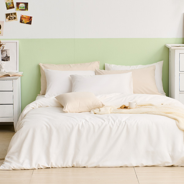 【DUYAN 竹漾】舒柔棉雙人加大床包被套四件組 / 優雅白 台灣製