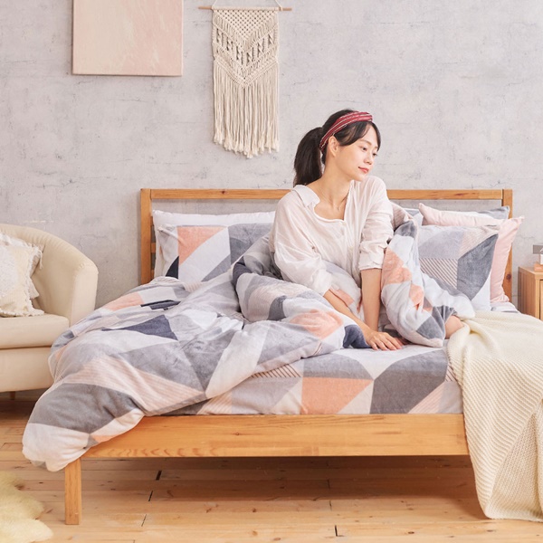 【DUYAN 竹漾】法蘭絨單人三件式床包兩用毯被組 / 薄暮光暉