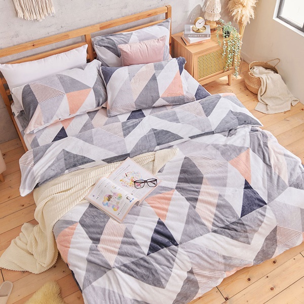 【DUYAN 竹漾】法蘭絨單人三件式床包兩用毯被組 / 薄暮光暉