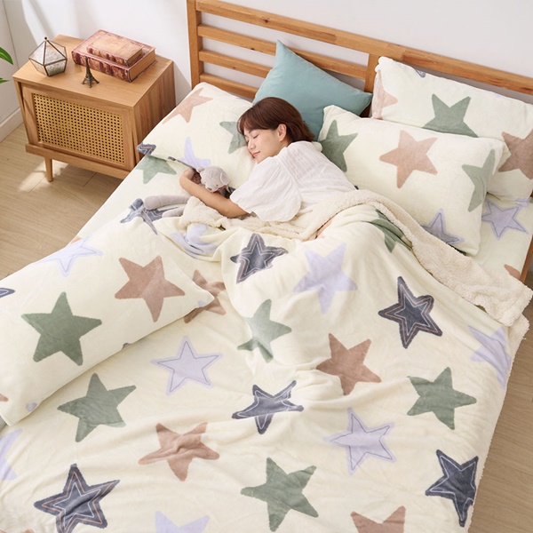 【DUYAN 竹漾】法蘭絨羊羔絨毯 / 彩光初星