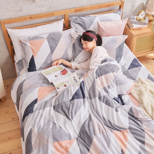 【DUYAN 竹漾】法蘭絨單人三件式床包兩用毯被組 / 薄暮光暉