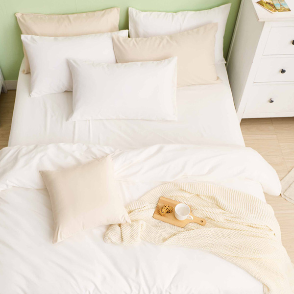【DUYAN 竹漾】舒柔棉雙人加大床包被套四件組 / 優雅白 台灣製