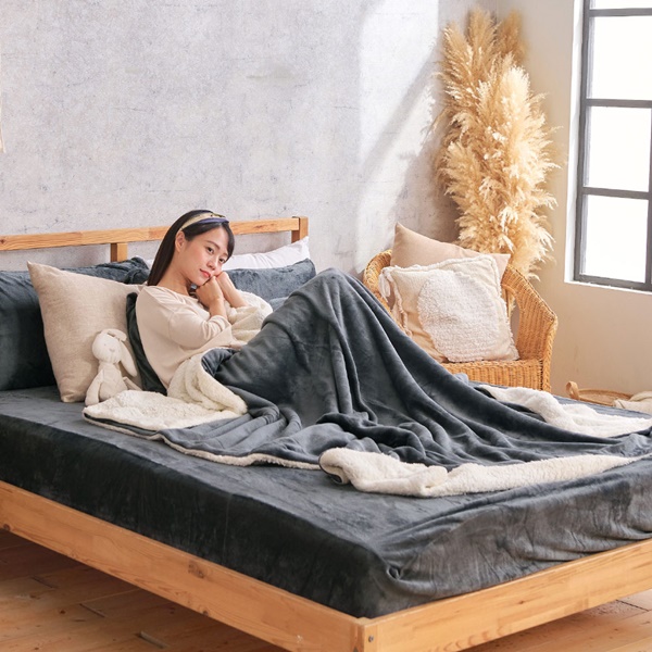 【DUYAN 竹漾】法蘭絨羊羔絨毯 / 沉穩灰