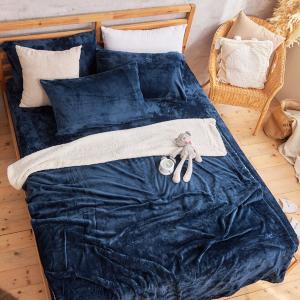 【DUYAN 竹漾】法蘭絨羊羔絨毯 / 深海靛藍