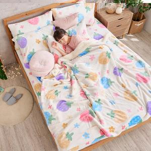 【DUYAN 竹漾】法蘭絨羊羔絨毯 / 草莓乳酪