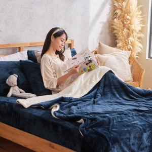 【DUYAN 竹漾】法蘭絨羊羔絨毯 / 深海靛藍