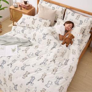 【DUYAN 竹漾】法蘭絨雙人加大四件式床包兩用毯被組 / 小步舞曲