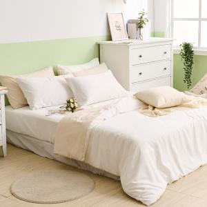 【DUYAN 竹漾】舒柔棉單人二件組＋雙人鋪棉兩用被 / 優雅白床包＋奶白被套 台灣製
