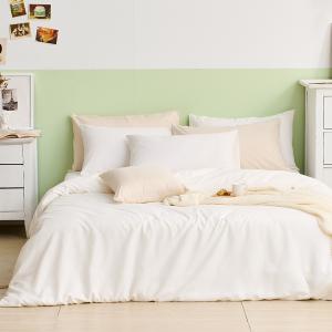 【DUYAN 竹漾】舒柔棉雙人床包三件組 / 優雅白 台灣製