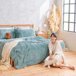 【DUYAN 竹漾】法蘭絨雙人四件式床包兩用毯被組 / 簡約線條