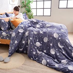 【DUYAN 竹漾】法蘭絨單人三件式床包兩用毯被組 / 星海微光